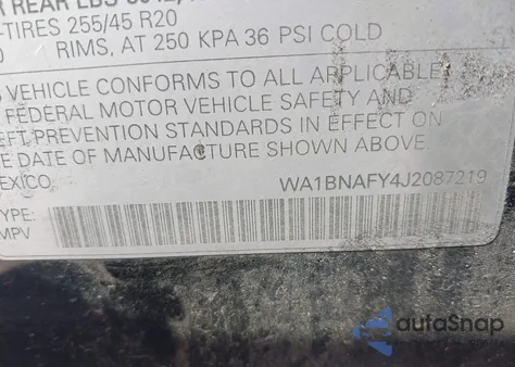 2018 Audi Q5 2.0T Premium/2.0T Tech Premium из США, поврежденный, VIN WA1BNAFY4J2087219